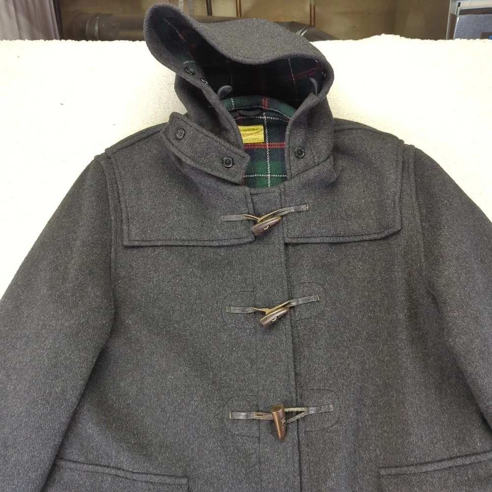 Monty Coat Men's Wool Blend Plaid‎ Lined Duffle Coat Size 48 Made in England